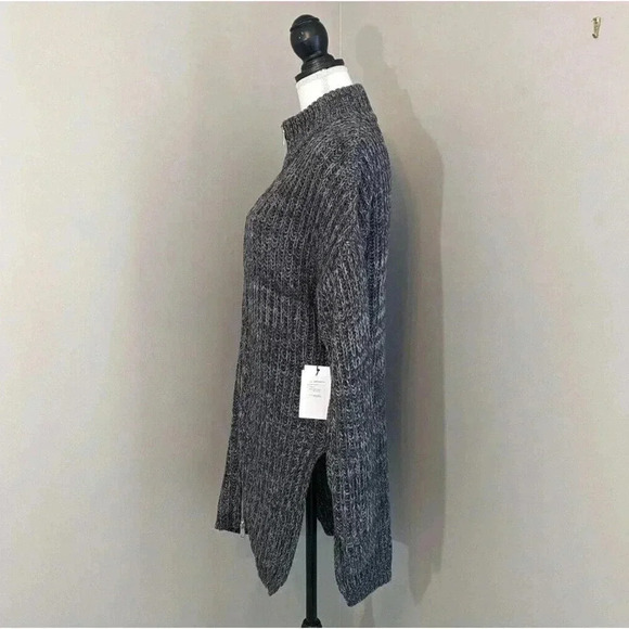 Naadam Gray Chunky Marled Zip Up Tunic Cardigan Sweater NEW Size Small Cotton - Picture 2 of 9